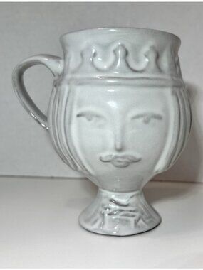 Jonathan Adler Gray Pottery Mug Utopia Two Faced King & Queen Signed